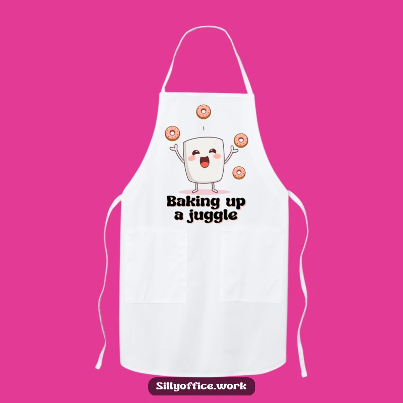 Funny Donut Juggling Mug Apron: Hilarious Kitchen Wear for Joyful Cooking Adventures