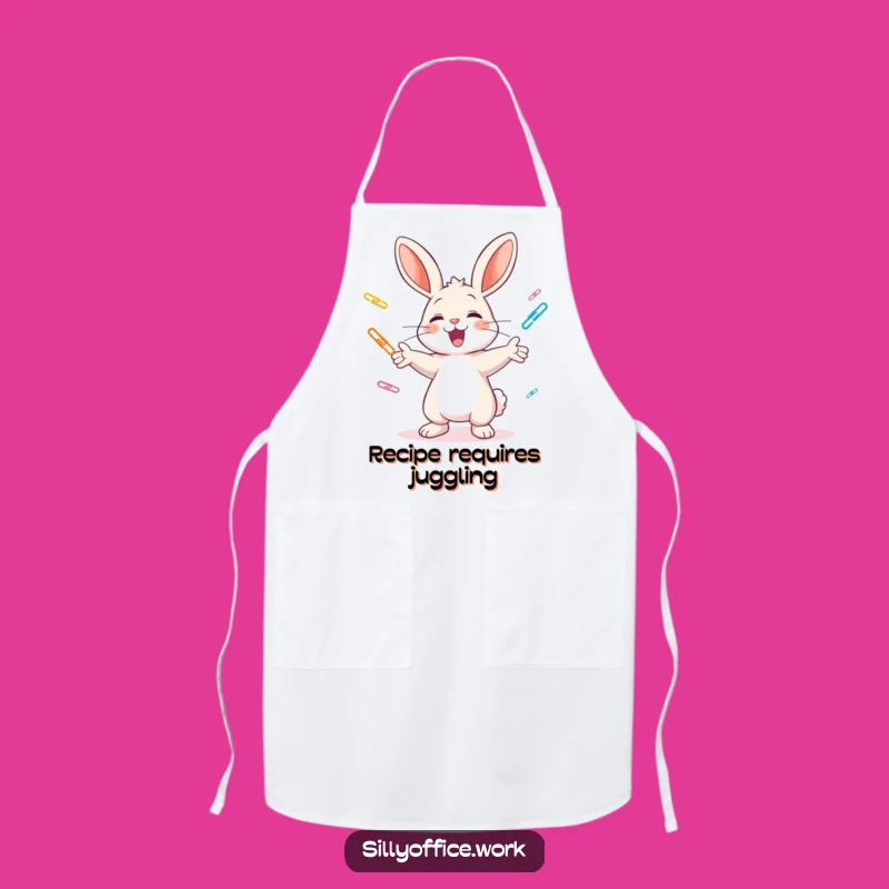 Funny Juggling Bunny Apron: Cook with Playful Office Humor