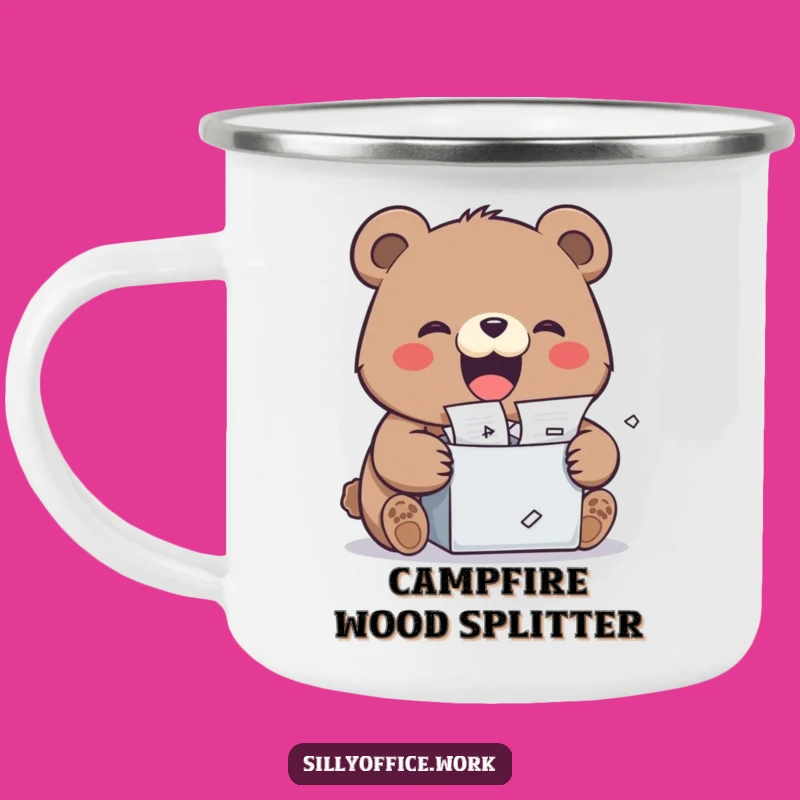 Funny Kawaii Bear Camping Mug - Durable Shredder Cup for Outdoors
