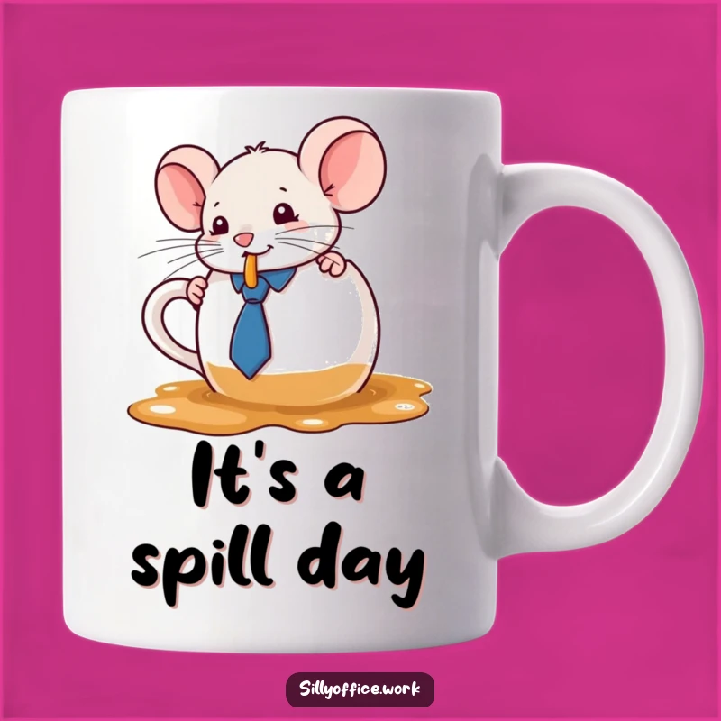 Funny Kawaii Mouse Mug - Adorable Coffee Spill Gift for Office Humor