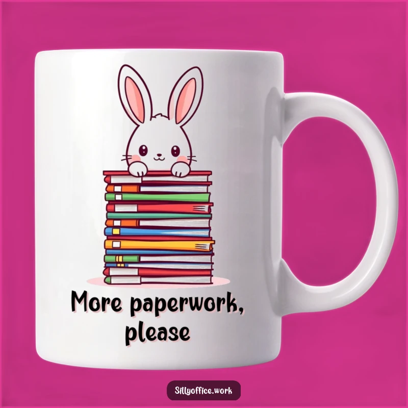 Funny Kawaii Rabbit Mug - Overwhelmed File Stacker Gift for Office Humor