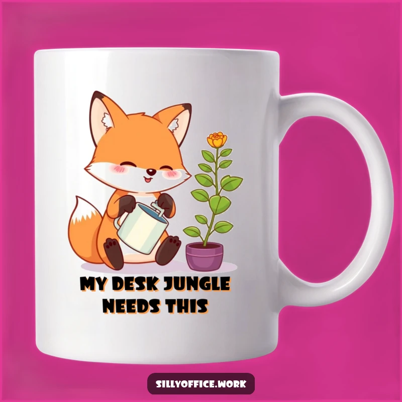 Funny Kawaii Fox Mug: Enthusiastic Office Gardener, Perfect Funny Gift for Plant Lovers