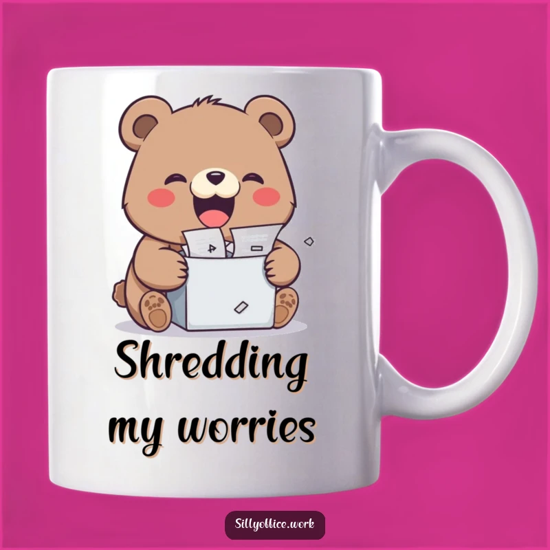 Funny Kawaii Bear Mug - Document Shredder Gift for Stress Relief