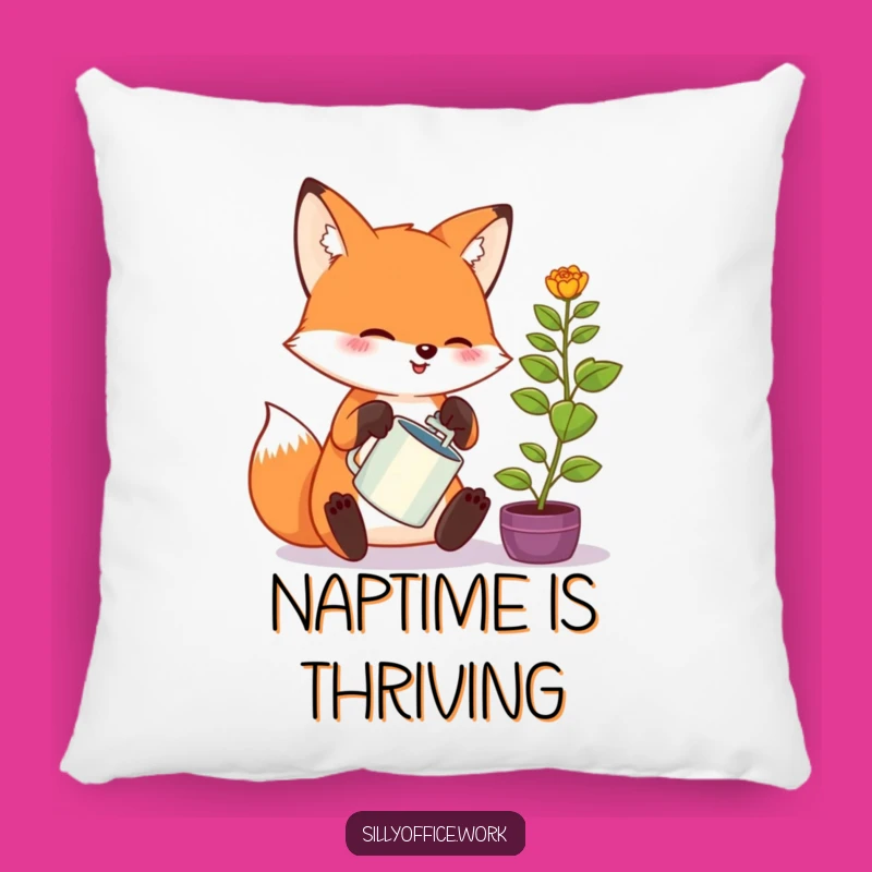 Funny Kawaii Fox Pillow: Cozy Office Plant Accent, Soft & Humorous Decor Gift
