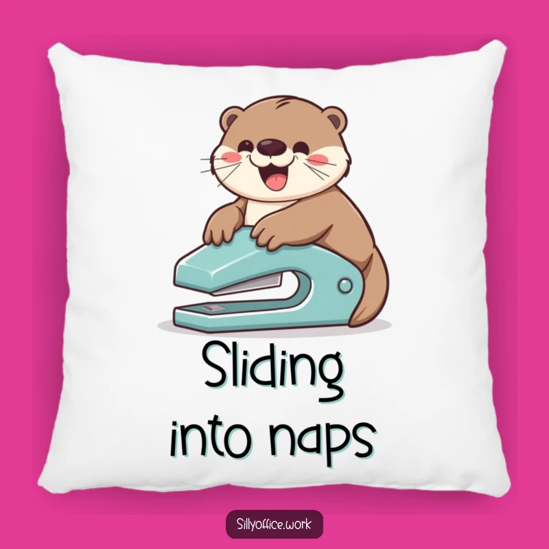 Funny Otter Stapler Slide Pillow: Cozy Comfort with Playful Charm