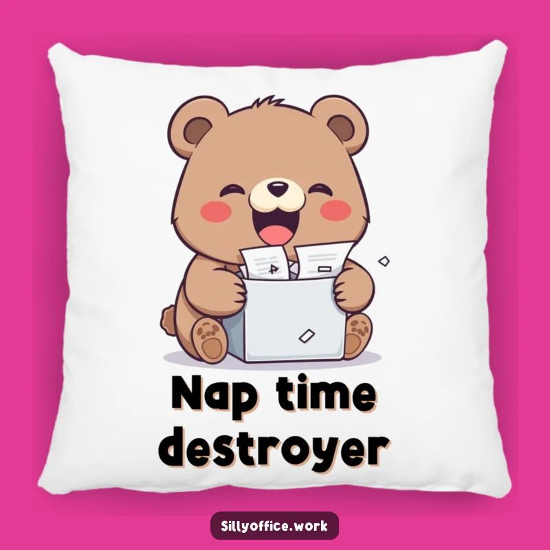 Funny Kawaii Bear Pillow - Soft Shredder Cushion for Comfort