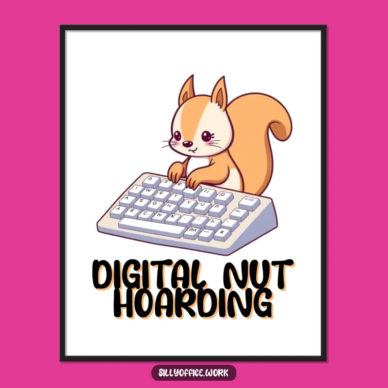 Funny Kawaii Squirrel Digital Art - High-Quality Typing Print