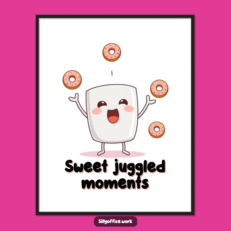 Funny Donut Juggling Mug Digital Art: High-Resolution Hilarious Download for Instant Joy