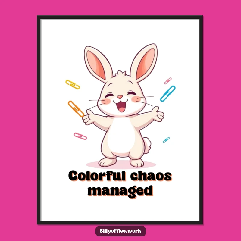 Funny Juggling Bunny Digital Art: Instant Office Humor for Your Walls