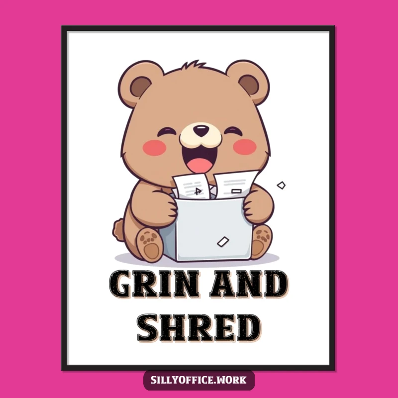 Funny Kawaii Bear Digital Art - High-Quality Shredder Print