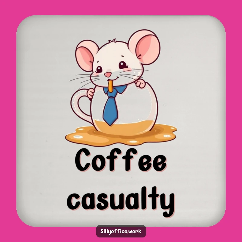 Funny Kawaii Mouse Drink Coaster - Cute Coffee Spill Protector for Tables