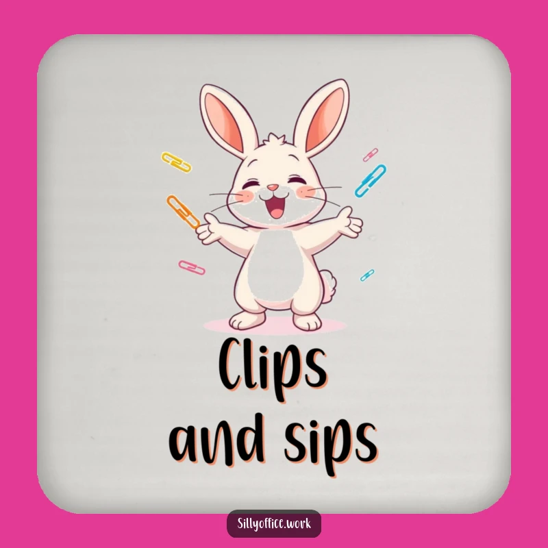 Funny Juggling Bunny Coaster: Protect Surfaces with Playful Charm