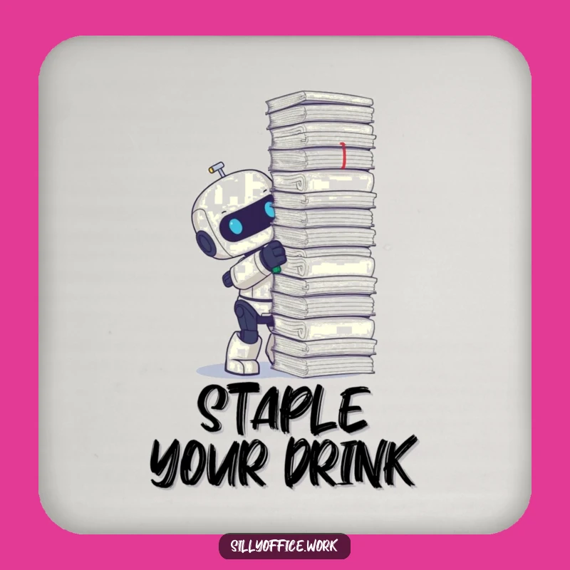 Funny Robot Stapler Coaster - Protect Surfaces with Office Humor