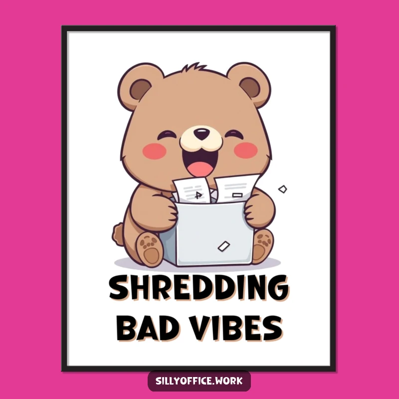 Funny Kawaii Bear Poster - Cute Shredder Art for Walls