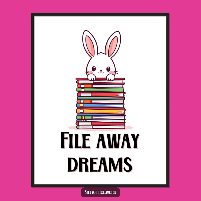Funny Kawaii Rabbit Poster - Cute File Art for Office Walls