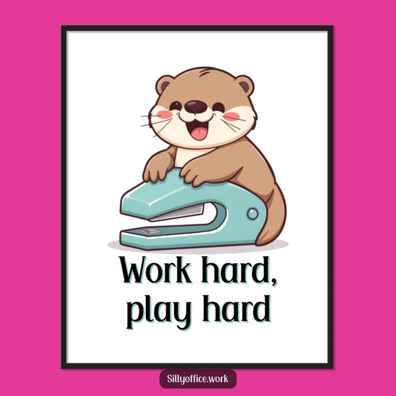 Funny Otter Stapler Slide Poster: Inject Humor into Your Workspace