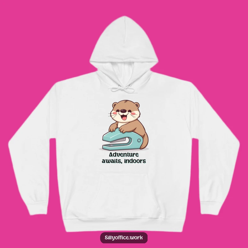 Cozy Funny Otter Stapler Slide Hoodie: Warmth Meets Whimsical Humor