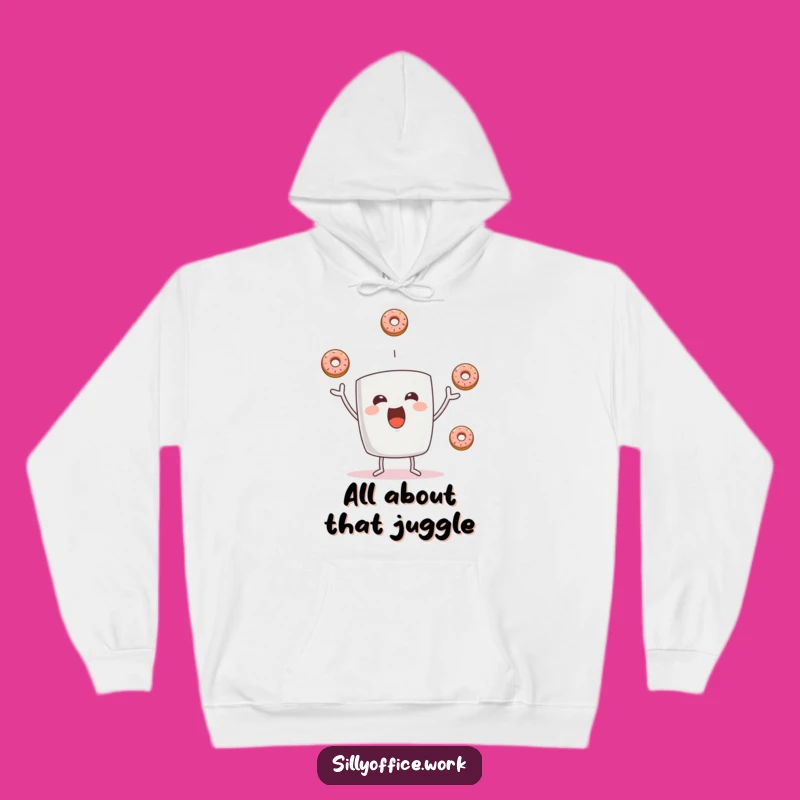 Cozy Funny Coffee Mug Donut Juggling Hoodie: Warm & Hilarious Gift for Ultimate Comfort