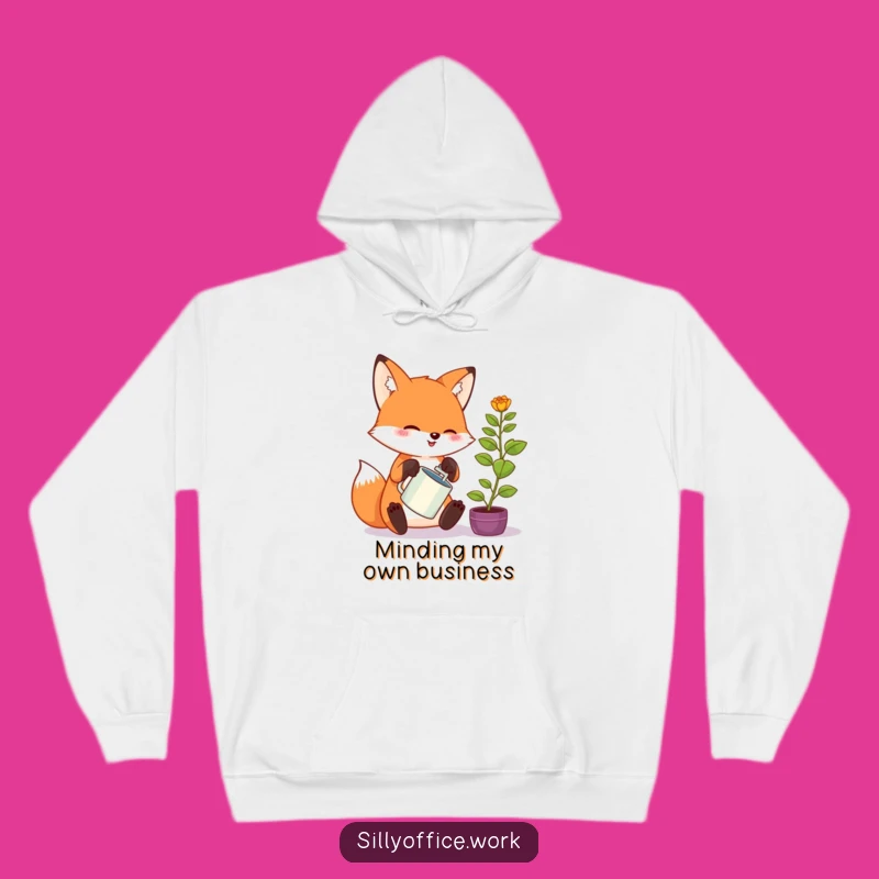 Funny Kawaii Fox Hoodie: Cozy Office Gardener Vibes, Warm & Humorous Gift