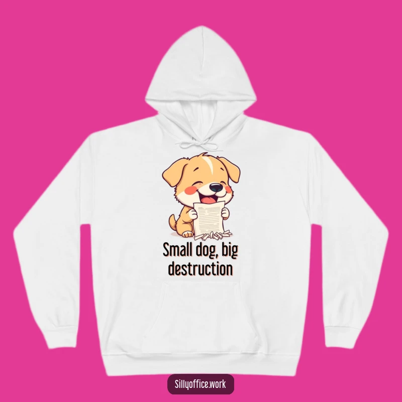 Funny Dog Shredding Hoodie: Cozy Office Antics Sweatshirt
