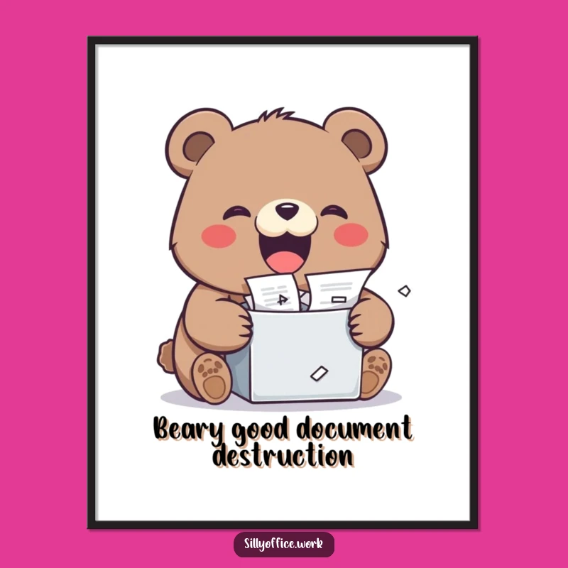 Funny Free Printable Wall Art: Bear's Shredding Frenzy - Quirky Downloadable Decor