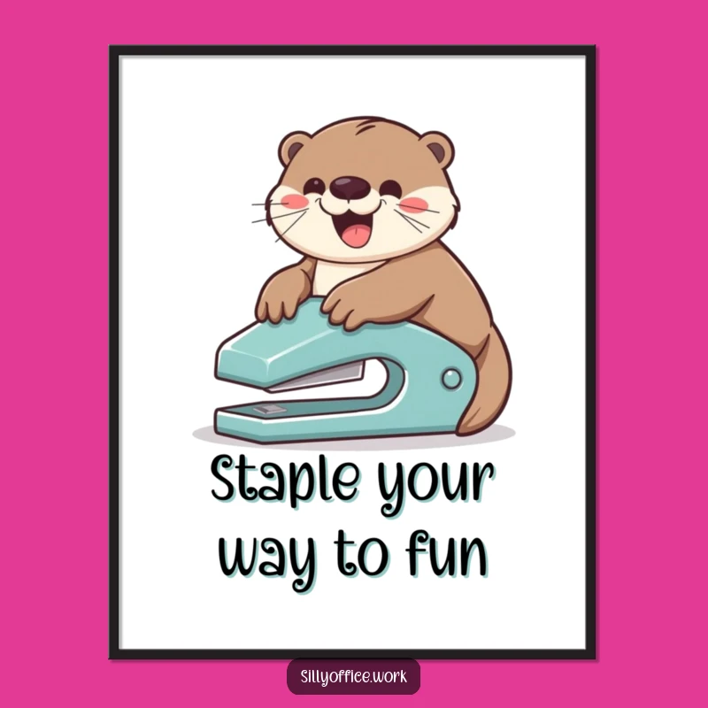 Funny Free Printable Otter Stapler Wall Art - Quirky & Whimsical Downloadable Decor