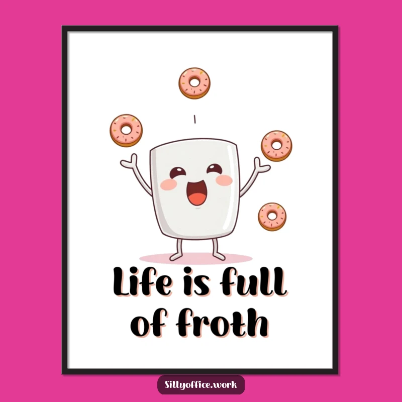 Funny Free Printable Wall Art: Coffee Mug Donut Juggler Quirky Downloadable Decor