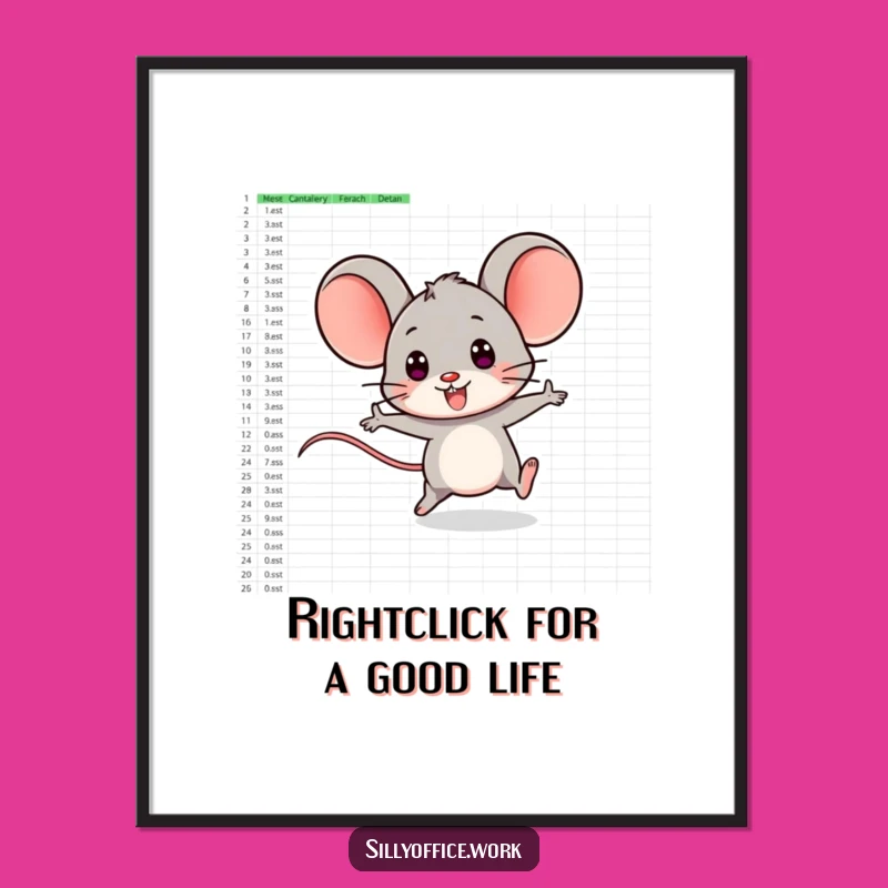 Free Printable Wall Art: Computer Mouse Zips Across Spreadsheet, Adding Tech Humor!