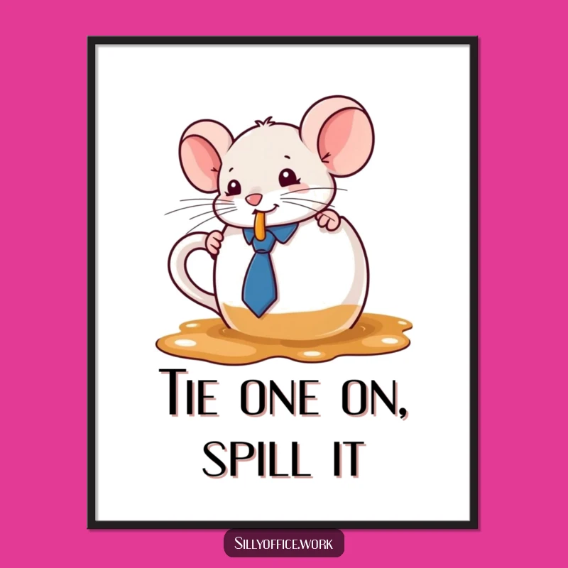 Funny Free Printable Wall Art: Kawaii Mouse Coffee Chaos - Whimsical Downloadable Decor