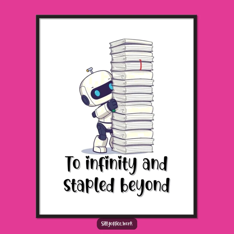 Free Printable Wall Art: Cute Robot Staples Papers, Adding Quirky Office Humor!