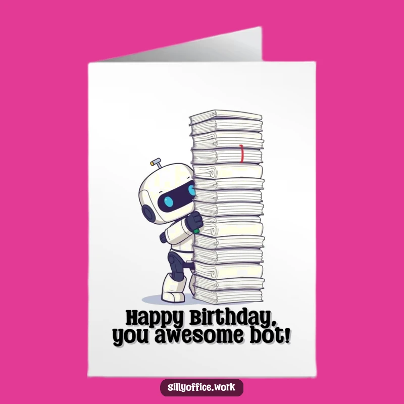 Free Printable Birthday Card: Busy Robot Staples Wishes for Your Special Day!