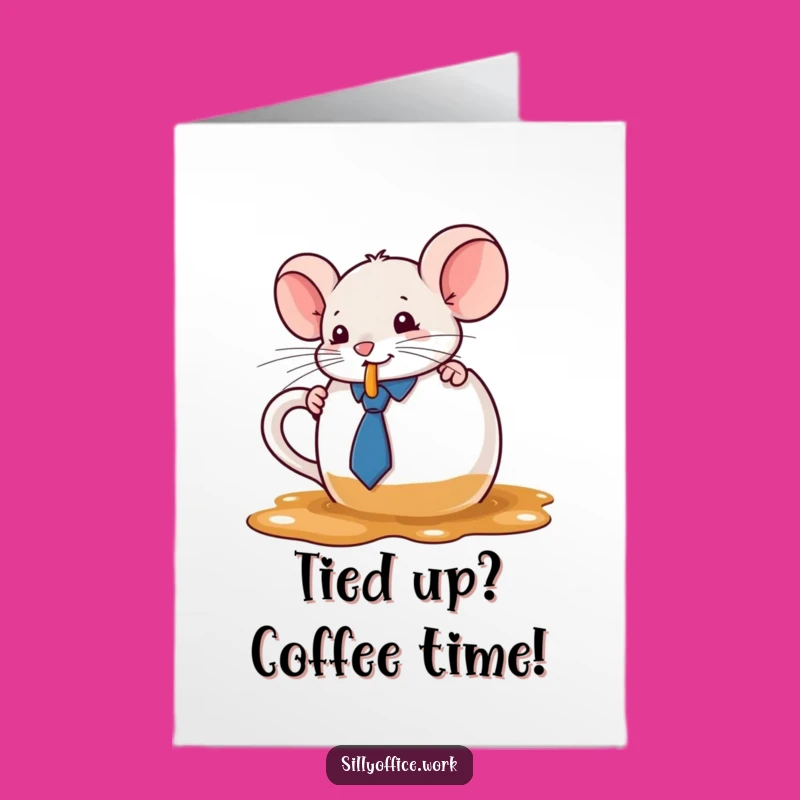 Free Printable Birthday Card: Kawaii Mouse Coffee Spill - Funny Downloadable Gift