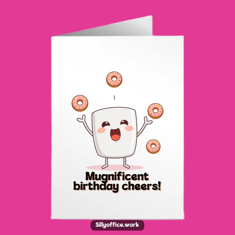 Free Printable Birthday Card: Funny Coffee Mug Donut Juggler DIY Gift