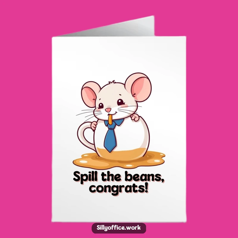 Free Printable Congrats Card: Kawaii Mouse's Coffee Mishap - Funny Downloadable Gift