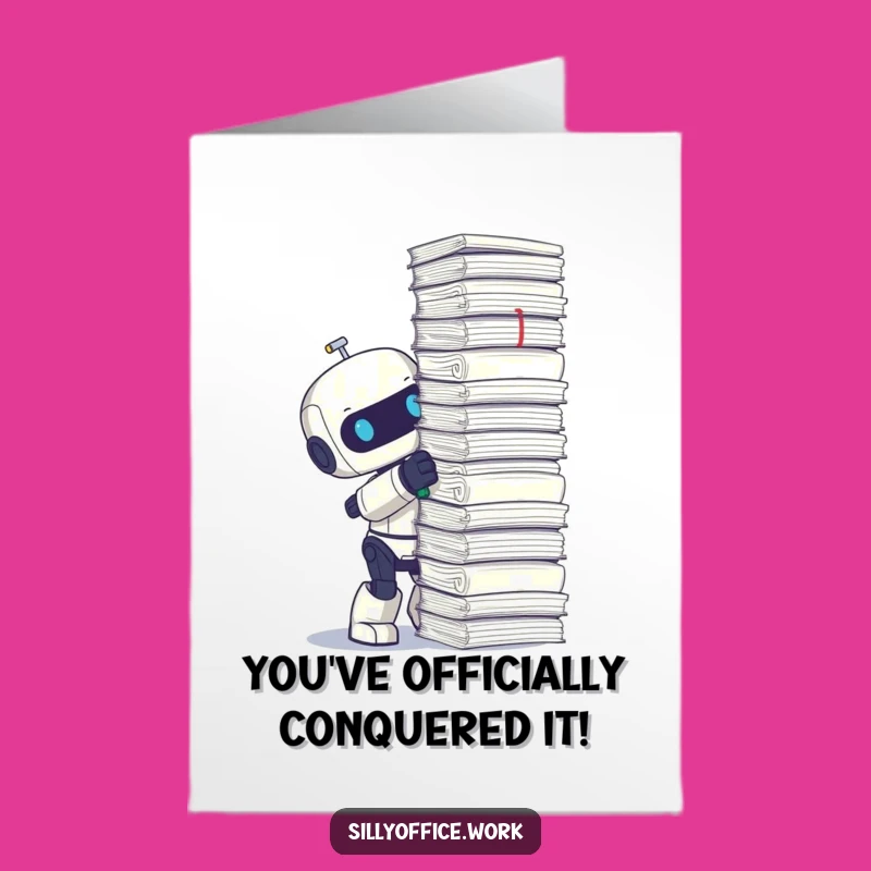 Free Printable Congrats Card: Robot Staples Success for Your Big Achievement!