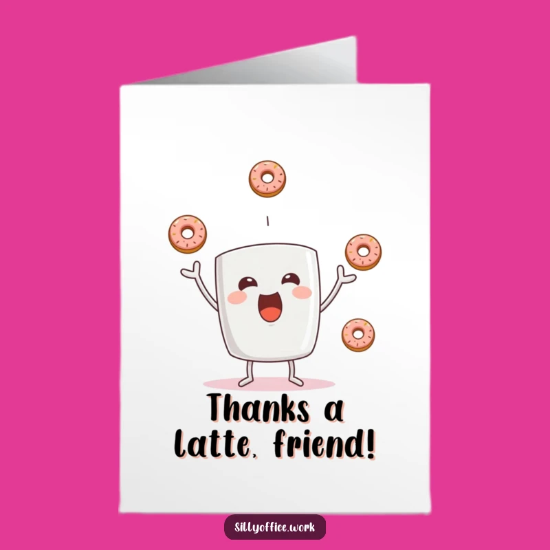 Free Printable Thank You Card: Coffee Mug Donut Juggler Humorous Downloadable