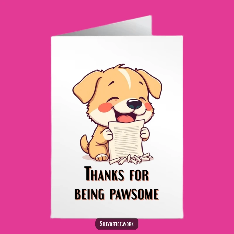 Free Printable Funny Dog Shredding Thank You Card - Express Gratitude Hilariously