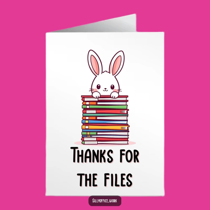 Free Printable Thank You Card: Rabbit's File Overload - Funny Downloadable Gift