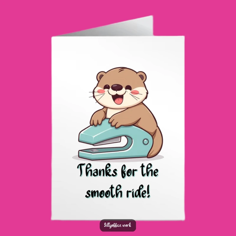 Free Printable Otter Stapler Thank You Card - Cheeky & Funny Downloadable Gift