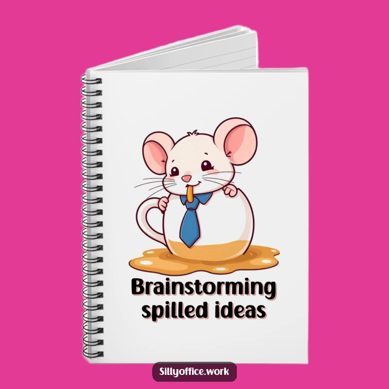 Funny Kawaii Mouse Notebook - Coffee Spill Journal for Cute Notes