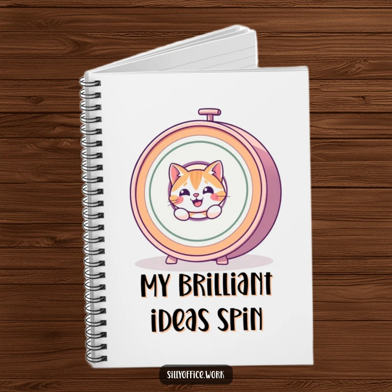 Funny Cat Notebook: A happy cat peeks from a spinning rolodex, ready to record your funny thoughts.
