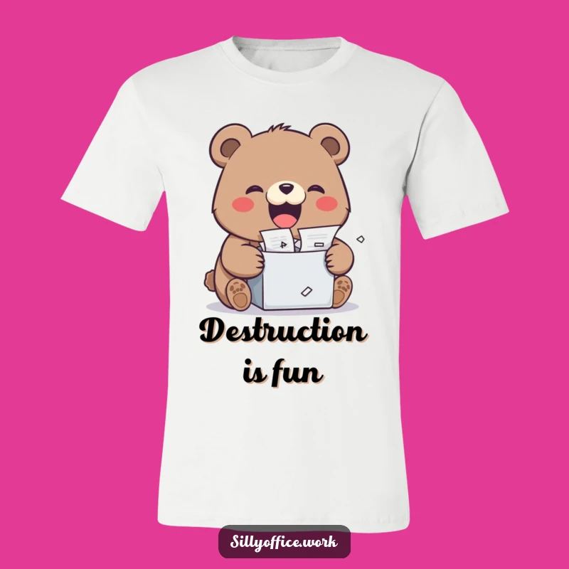 Funny Kawaii Bear T-Shirt - Cute Shredder Tee for Stress Relief Fun