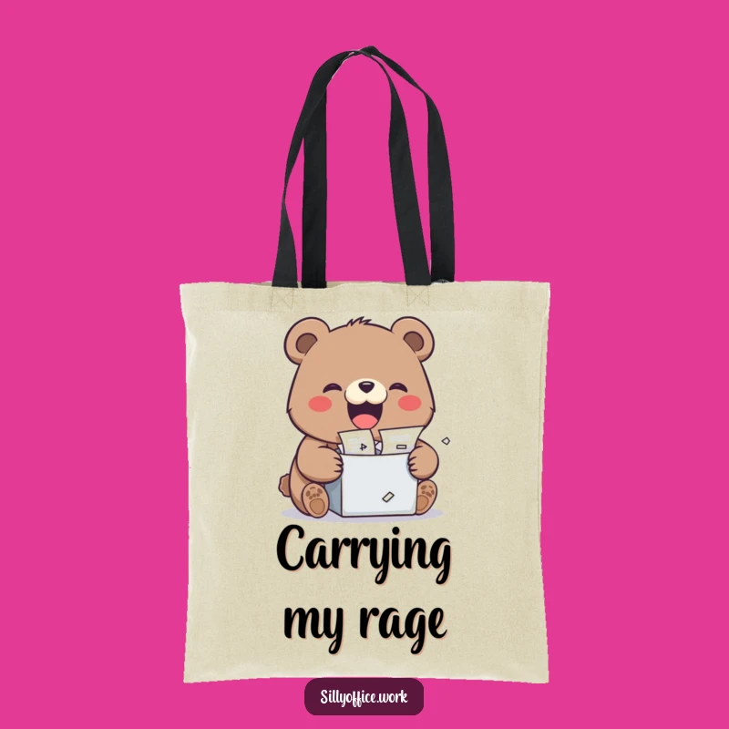 Funny Kawaii Bear Tote Bag - Document Shredder Carryall for Essentials