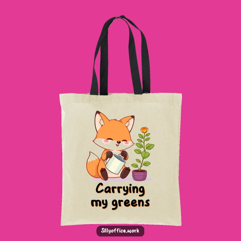 Funny Kawaii Fox Tote Bag: Office Plant Enthusiast, Stylish & Humorous Shopping Gift