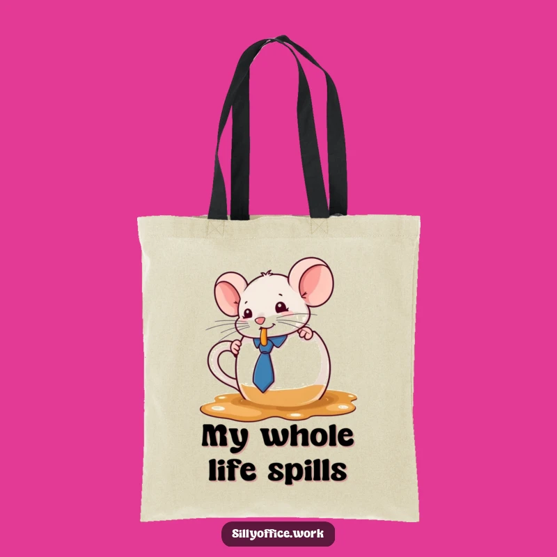 Funny Kawaii Mouse Tote Bag - Stylish Coffee Spill Carryall for Errands