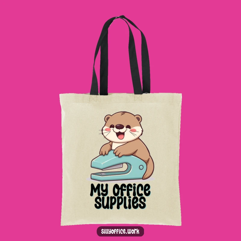 Funny Otter Stapler Slide Tote Bag: Carry Your Essentials with Office Humor